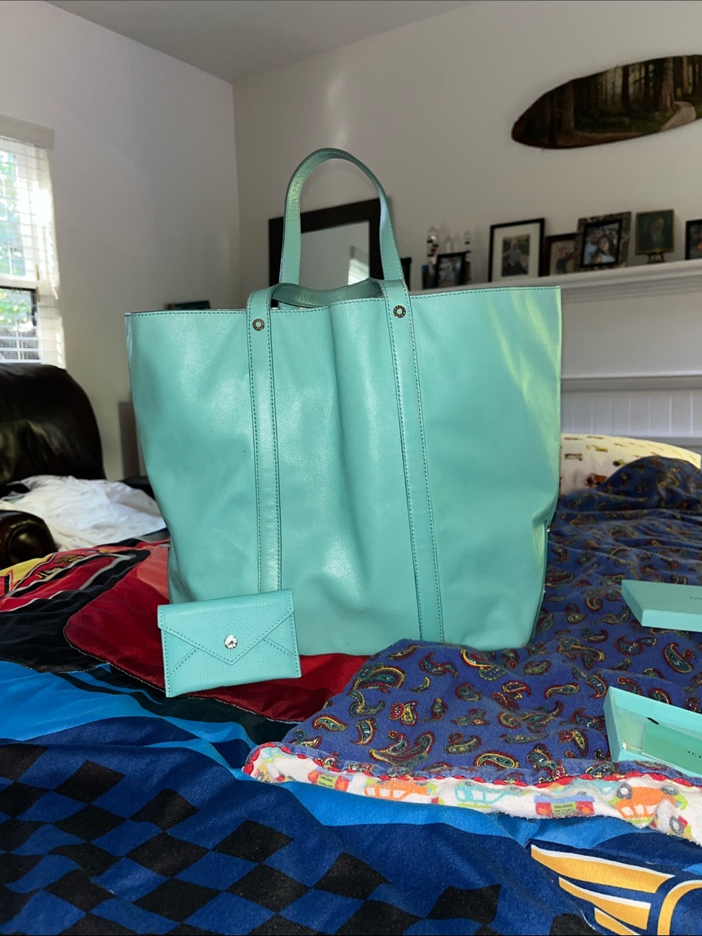 Authentic Tiffany & Co. Leather Tote Bag with wallet